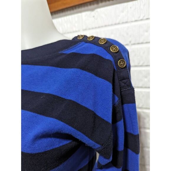 Lauren Jeans Co. Women's Dark Bright Blue Striped Long Sleeves Knit Top Sz Small - Picture 2 of 5